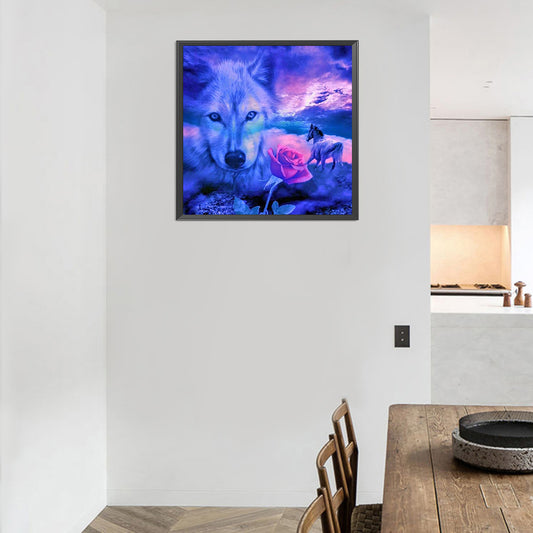 Flower And Wolf - Full Round Drill Diamond Painting 45*45CM