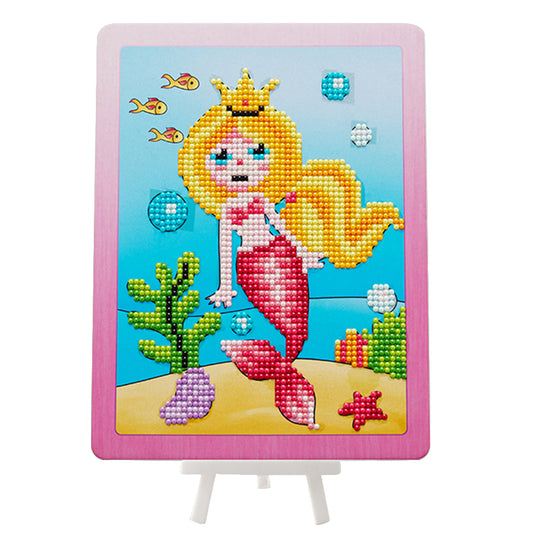 DIY Partial Round Diamond Painting Cartoon Cardboard Drawing with Stand