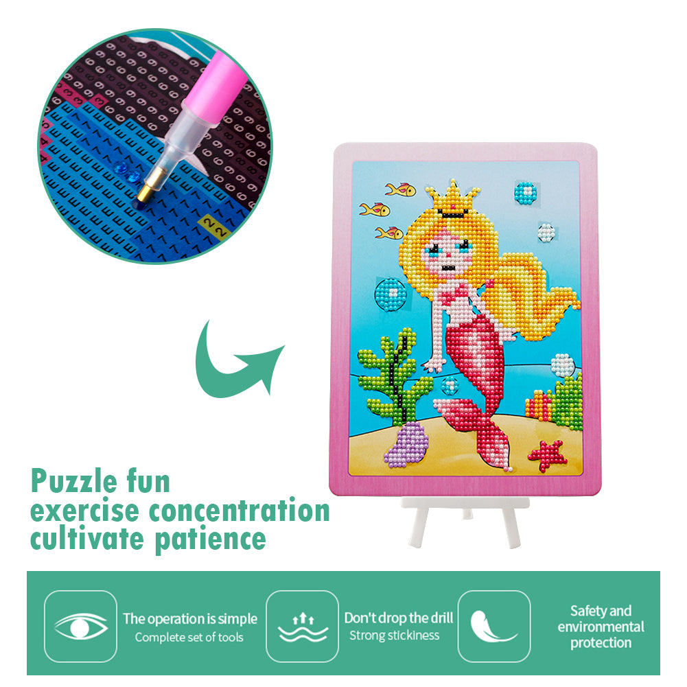 DIY Partial Round Diamond Painting Cartoon Cardboard Drawing with Stand