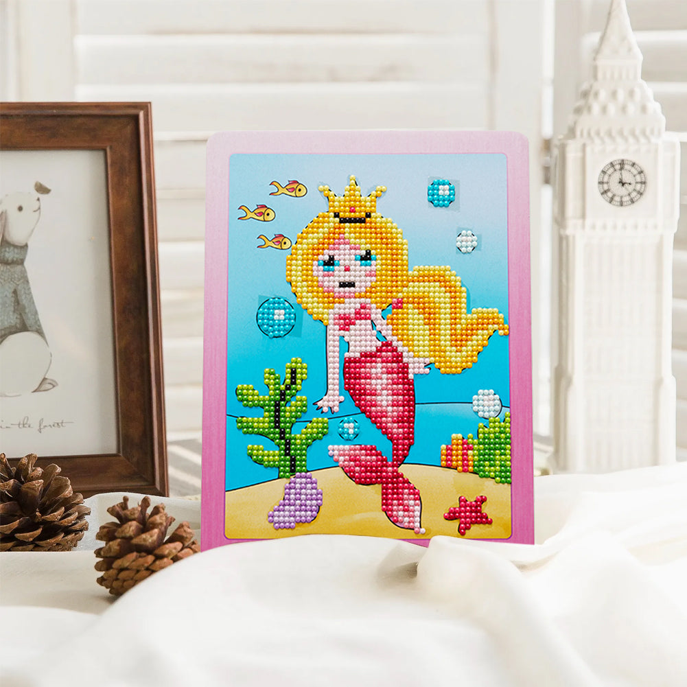 DIY Partial Round Diamond Painting Cartoon Cardboard Drawing with Stand