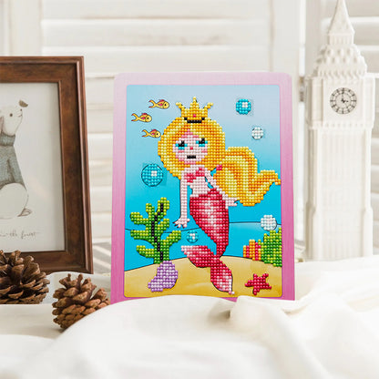 DIY Partial Round Diamond Painting Cartoon Cardboard Drawing with Stand