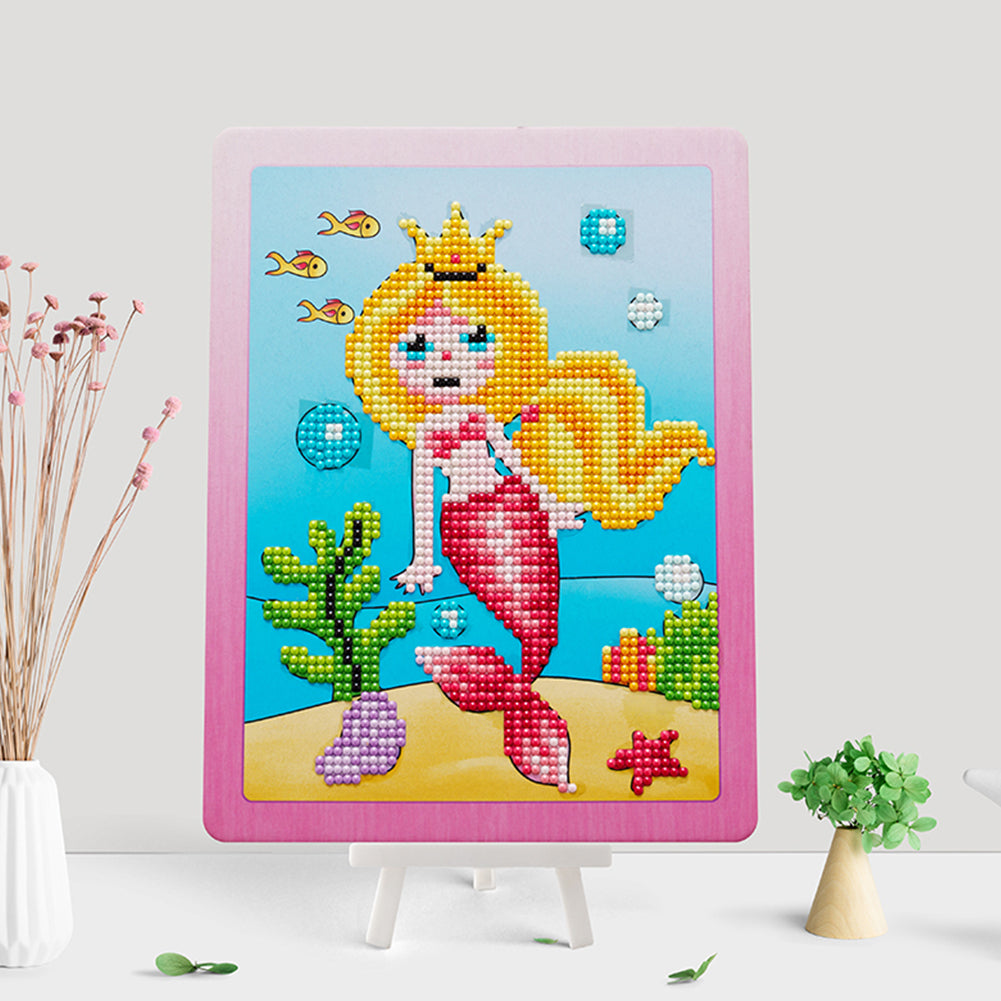 DIY Partial Round Diamond Painting Cartoon Cardboard Drawing with Stand