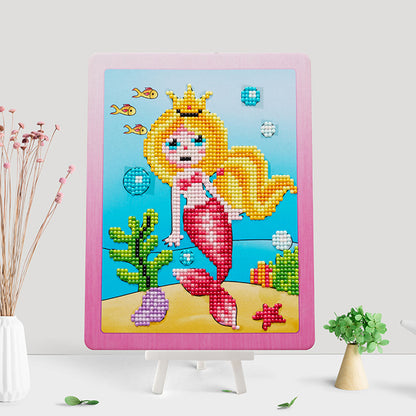 DIY Partial Round Diamond Painting Cartoon Cardboard Drawing with Stand