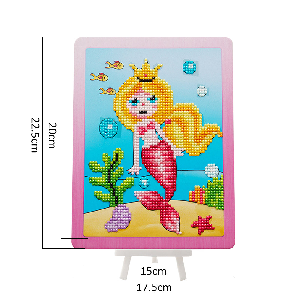 DIY Partial Round Diamond Painting Cartoon Cardboard Drawing with Stand