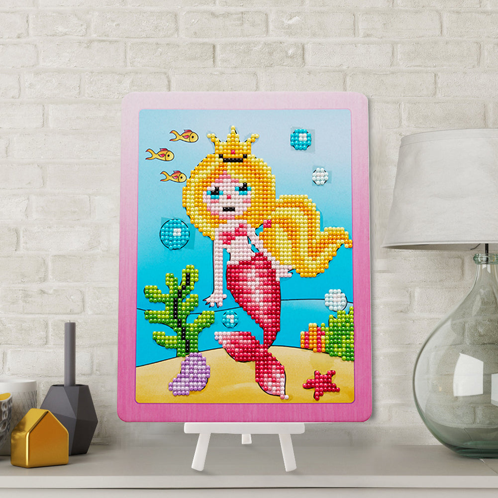 DIY Partial Round Diamond Painting Cartoon Cardboard Drawing with Stand