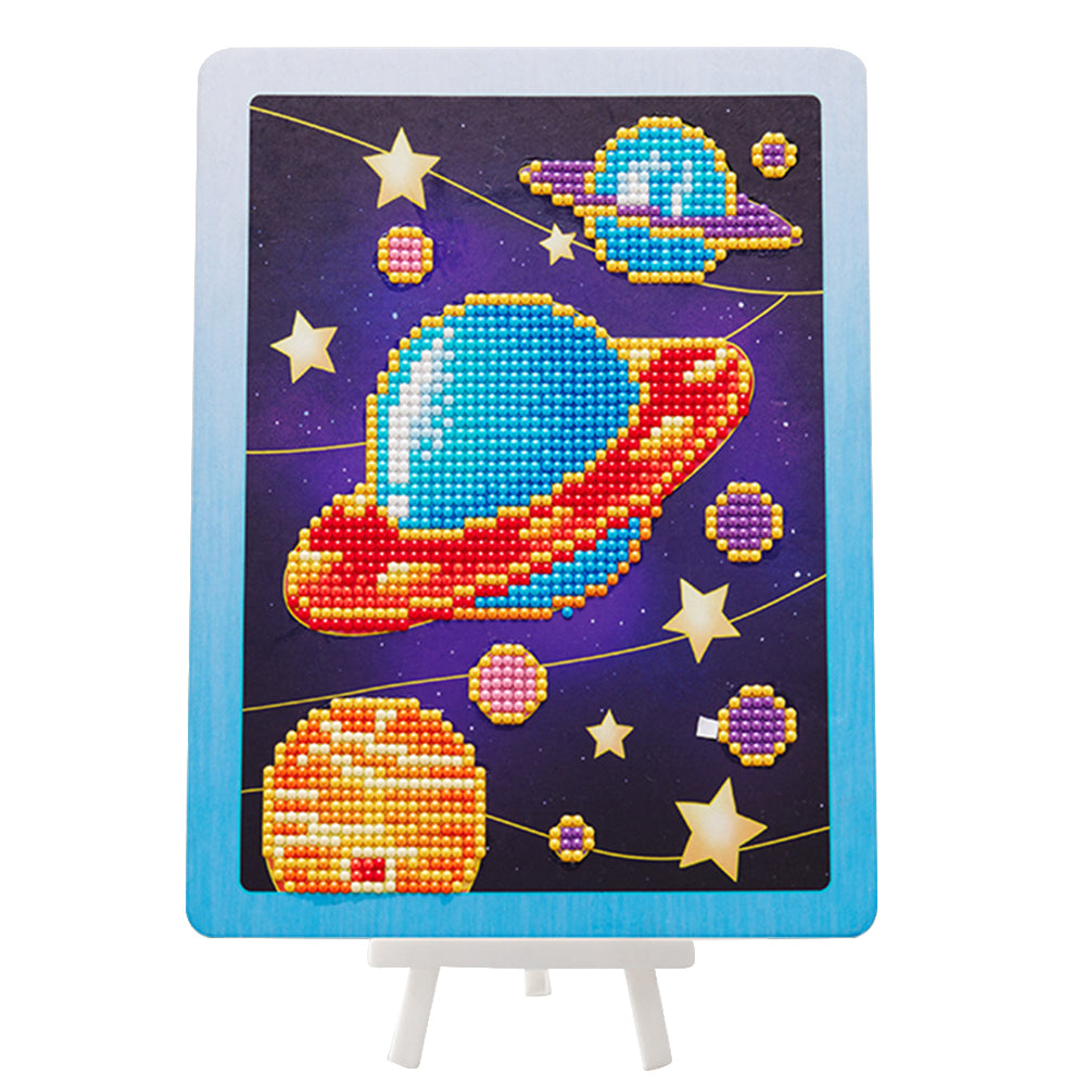 DIY Partial Round Diamond Painting Cartoon Cardboard Drawing with Stand