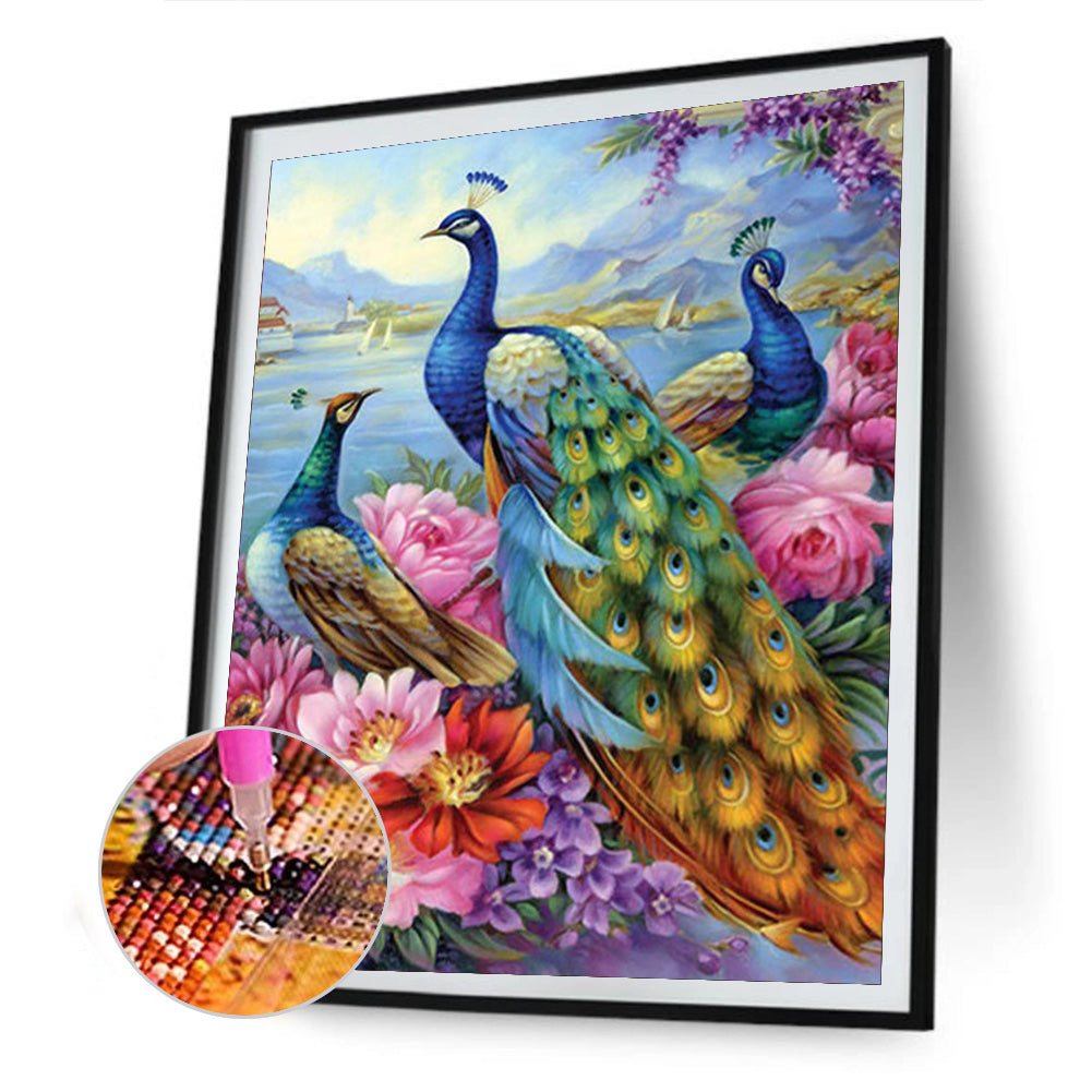 Peacock - Full Round Drill Diamond Painting 30*40CM