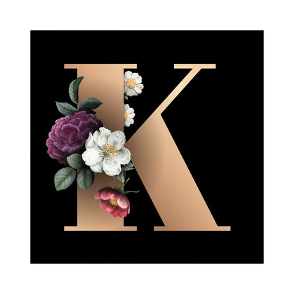 Dark Flower Letters - Full Round Drill Diamond Painting 40*40CM