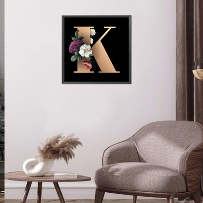 Dark Flower Letters - Full Round Drill Diamond Painting 40*40CM
