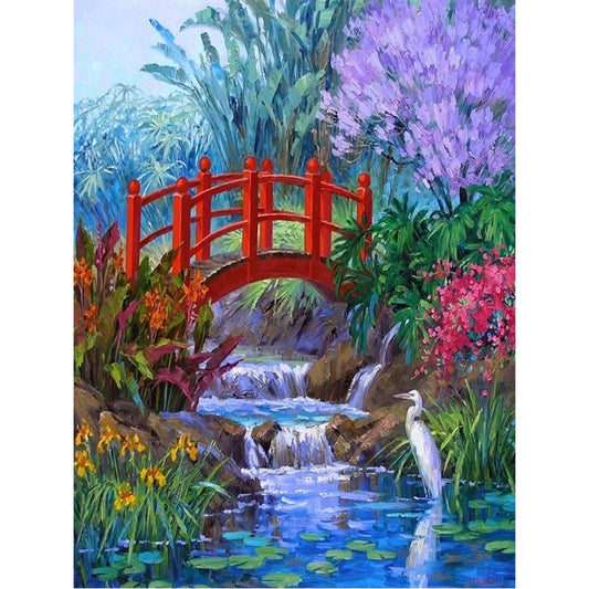 Small Bridge Flowing Water - 11CT Stamped Cross Stitch 40*50CM