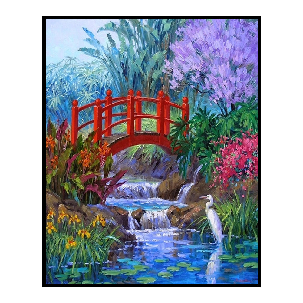 Small Bridge Flowing Water - 11CT Stamped Cross Stitch 40*50CM