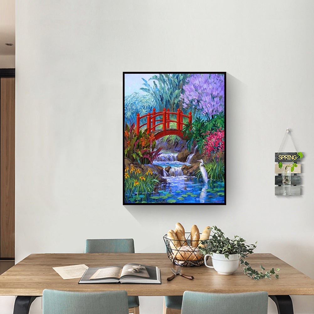 Small Bridge Flowing Water - 11CT Stamped Cross Stitch 40*50CM