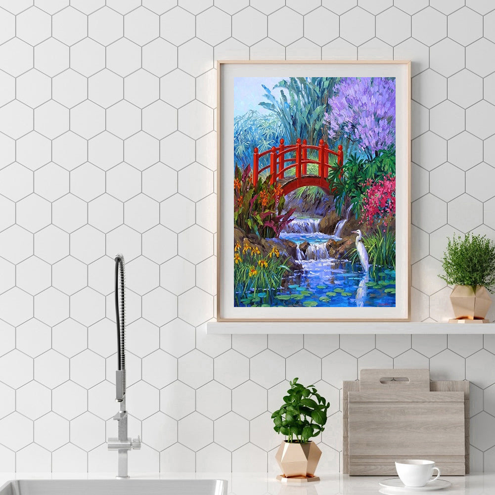 Small Bridge Flowing Water - 11CT Stamped Cross Stitch 40*50CM