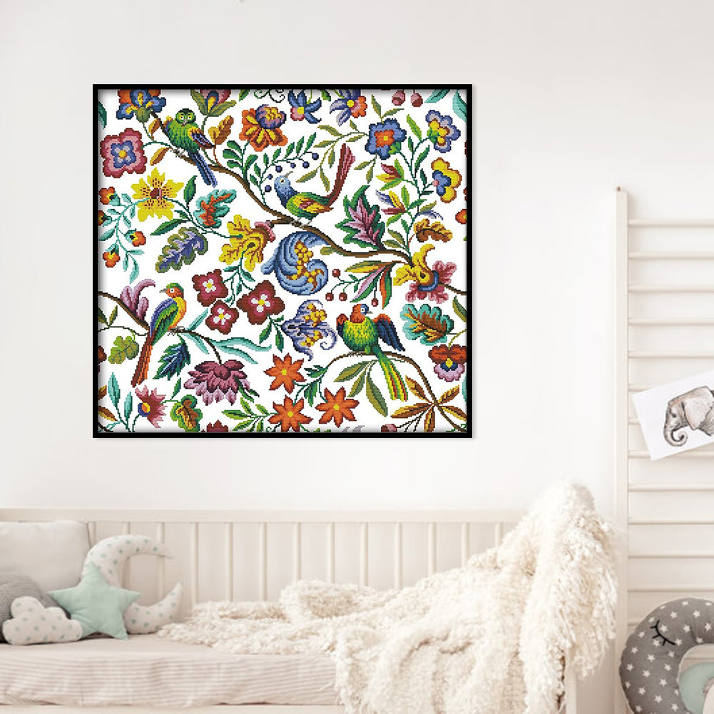 Birds And Flowers - 14CT Counted Cross Stitch 59*55CM