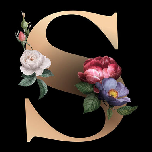 Dark Flower Letters - Full Square Drill Diamond Painting 30*30CM