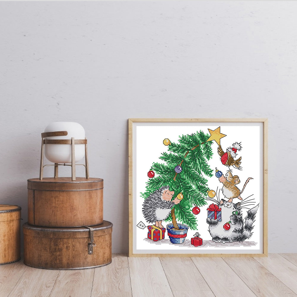 Christmas Gift - 14CT Counted Cross Stitch 28*28CM