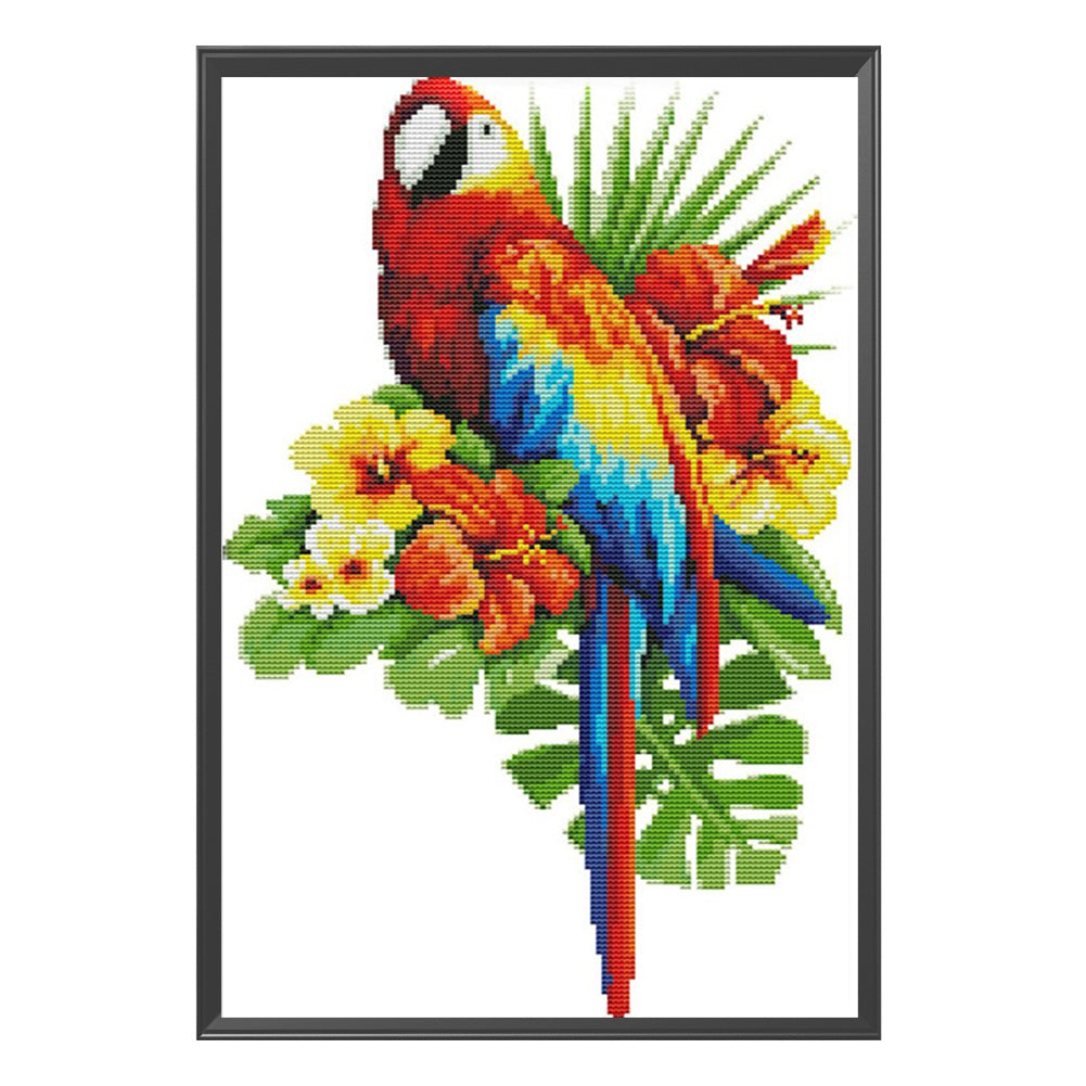 Parrot In Flower - 14CT Counted Cross Stitch 28*43CM