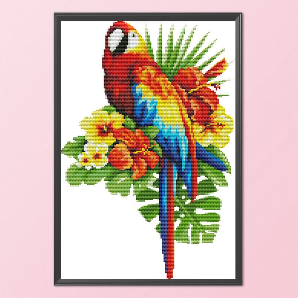 Parrot In Flower - 14CT Counted Cross Stitch 28*43CM