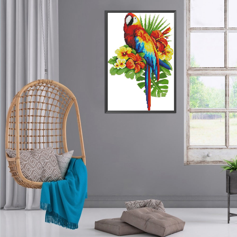 Parrot In Flower - 14CT Counted Cross Stitch 28*43CM