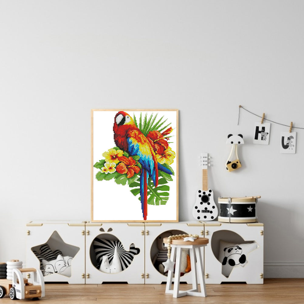 Parrot In Flower - 14CT Counted Cross Stitch 28*43CM