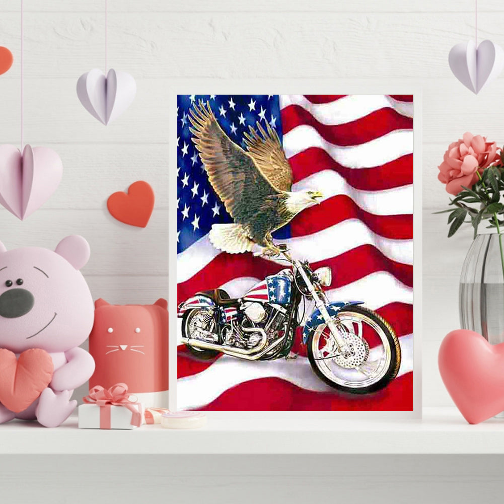 Eagle Motorcycle - Full Round Drill Diamond Painting 30*40CM