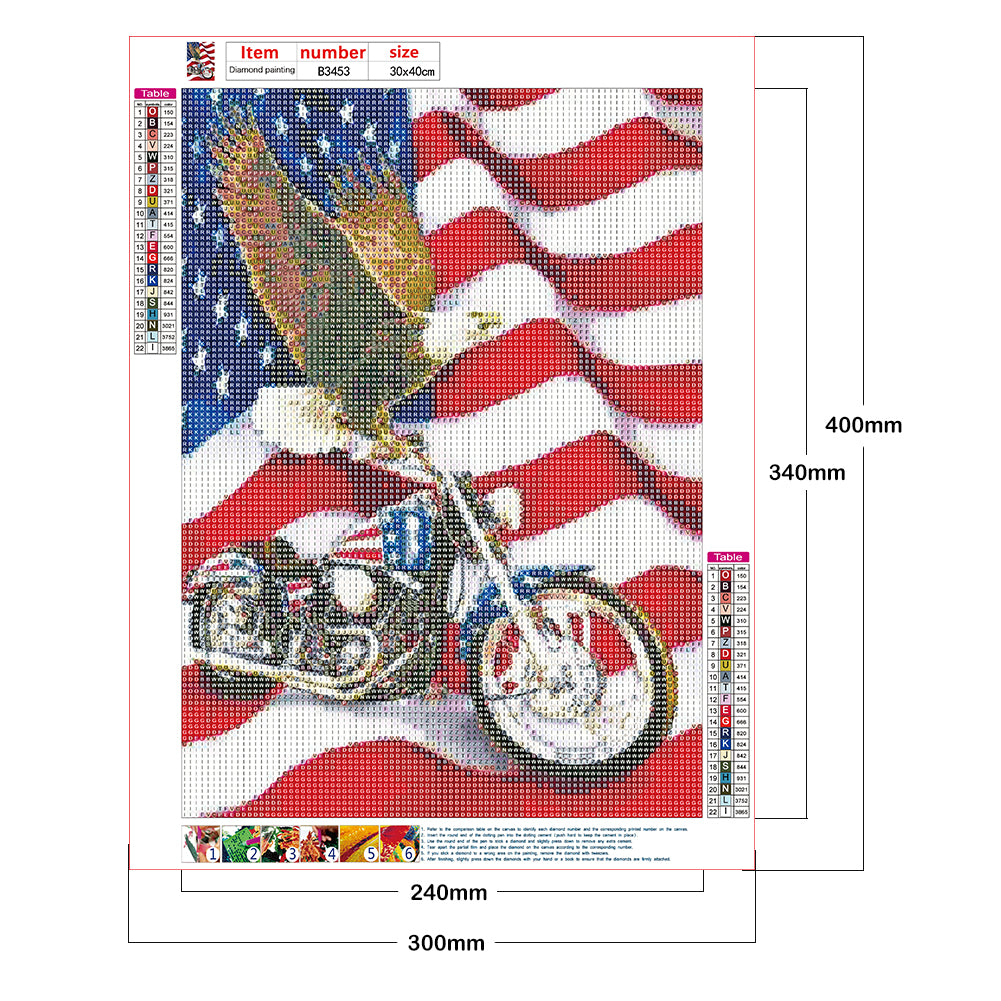 Eagle Motorcycle - Full Round Drill Diamond Painting 30*40CM