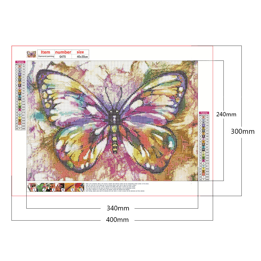 Butterfly - Full Round Drill Diamond Painting 40*30CM
