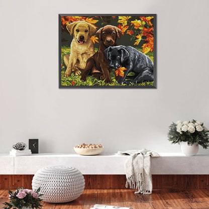 Three Puppies Five - 14CT Counted Cross Stitch 48*40CM