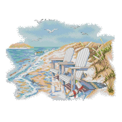 Quiet Beach - 14CT Counted Cross Stitch 41*28CM