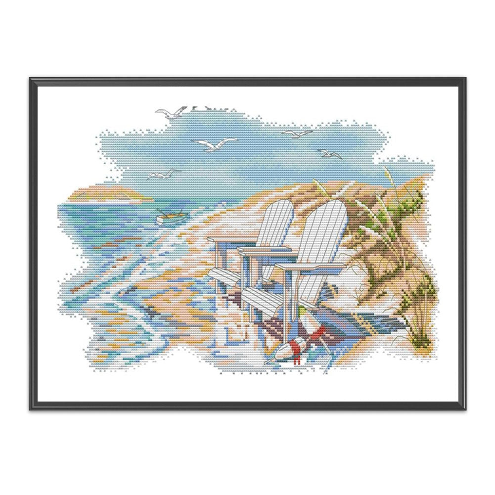 Quiet Beach - 14CT Counted Cross Stitch 41*28CM