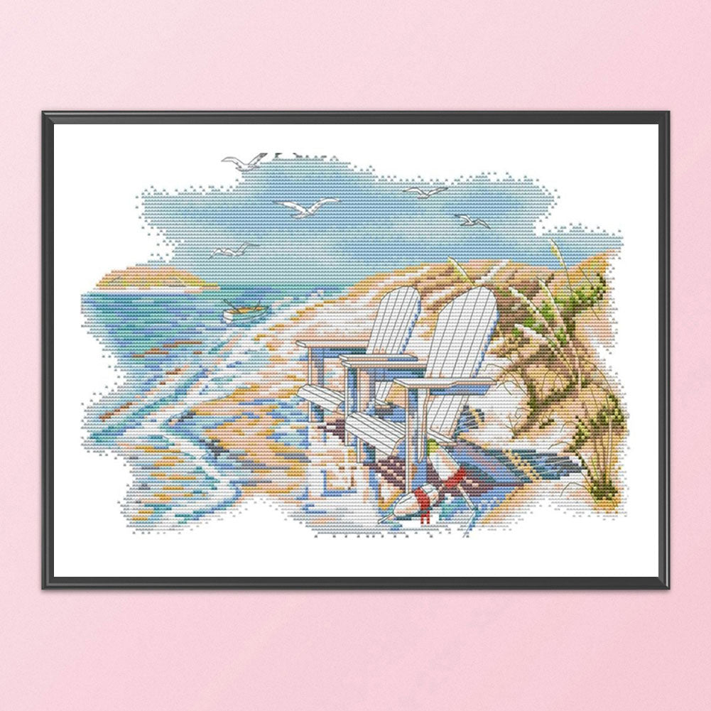 Quiet Beach - 14CT Counted Cross Stitch 41*28CM