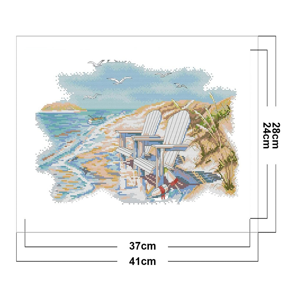 Quiet Beach - 14CT Counted Cross Stitch 41*28CM