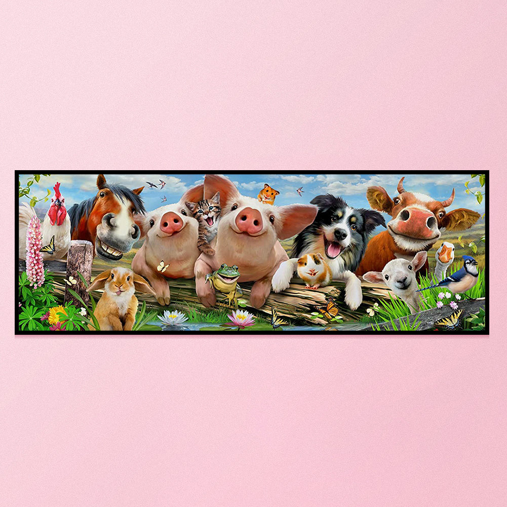 Group Photo Of Animals - 11CT Counted Cross Stitch 30*90CM