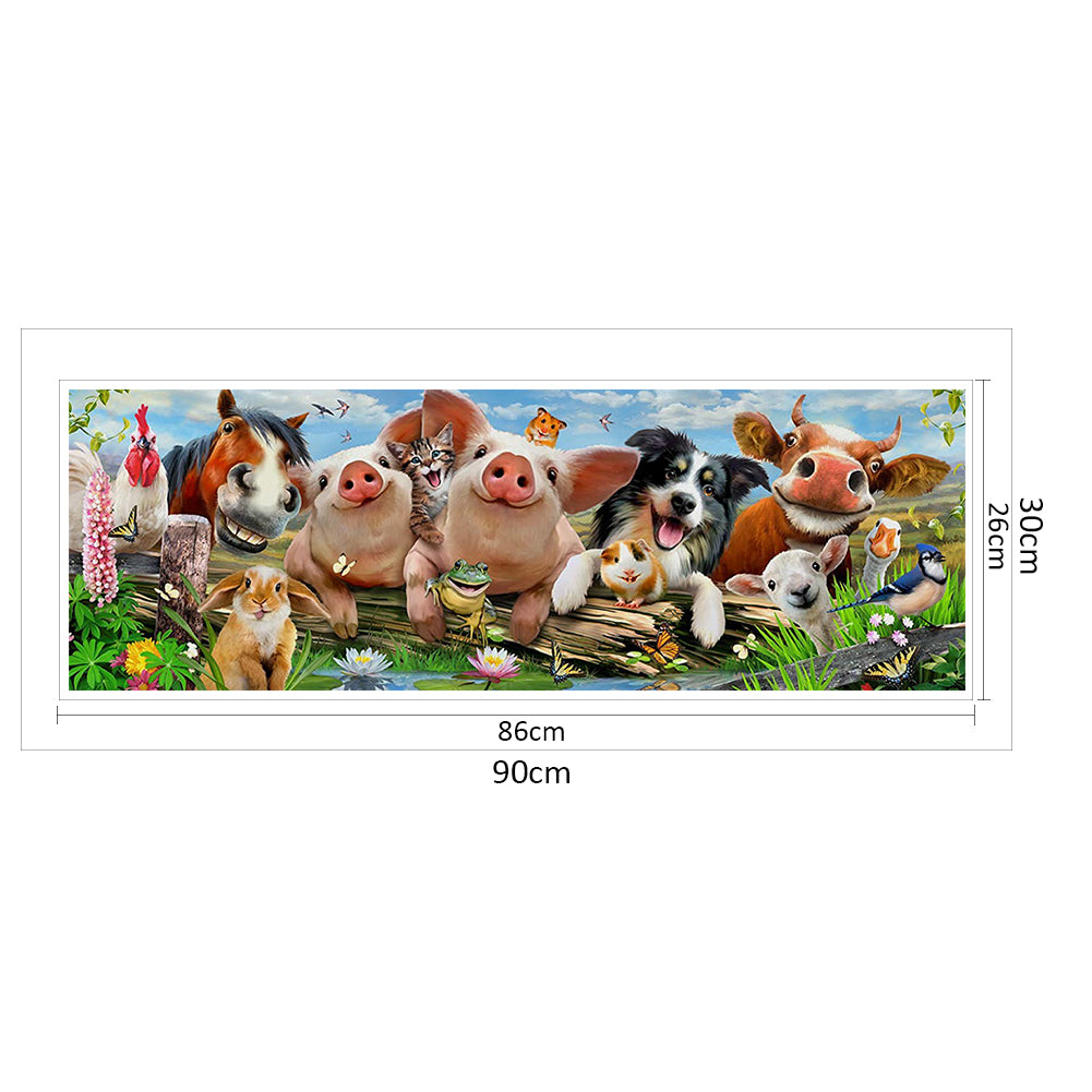 Group Photo Of Animals - 11CT Counted Cross Stitch 30*90CM