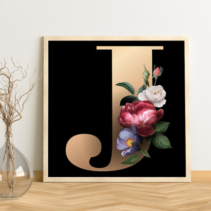 Letter Flower J - Full Square Drill Diamond Painting 40*40CM