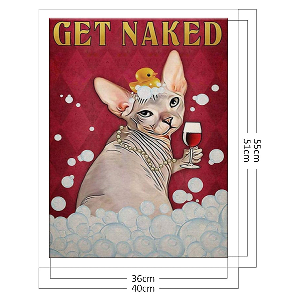 Cat Taking A Bath - 11CT Stamped Cross Stitch 40*55CM