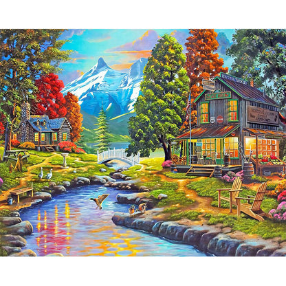 River Hut - Full Round Drill Diamond Painting 60*50CM