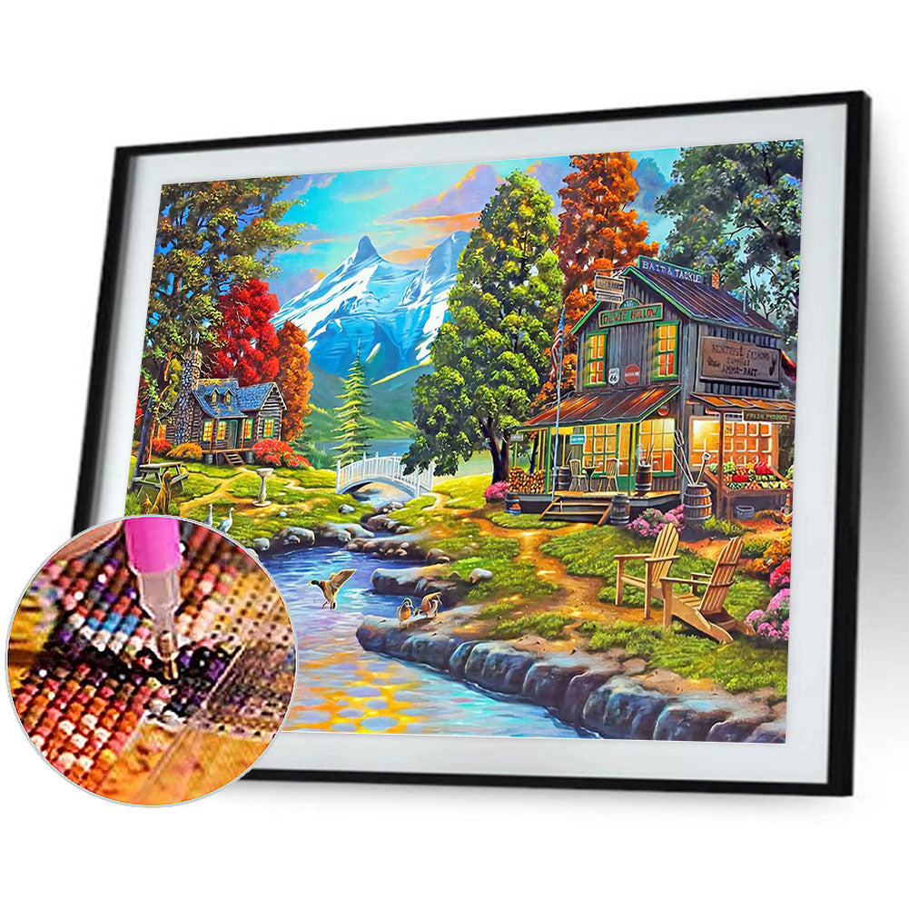 River Hut - Full Round Drill Diamond Painting 60*50CM