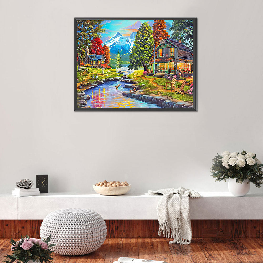 River Hut - Full Round Drill Diamond Painting 60*50CM