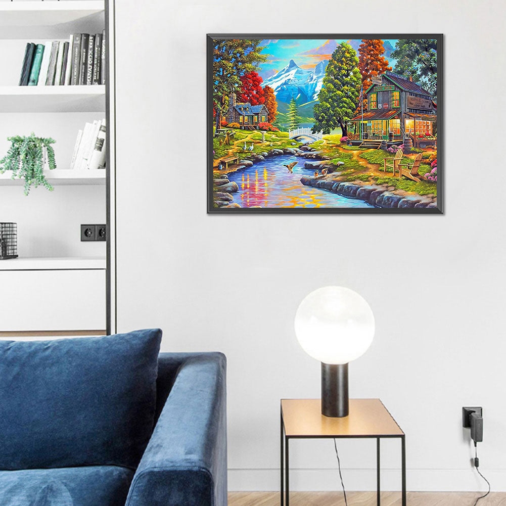 River Hut - Full Round Drill Diamond Painting 60*50CM