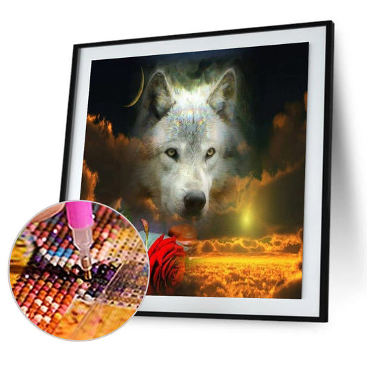 Flower And Wolf - Full Round Drill Diamond Painting 50*50CM