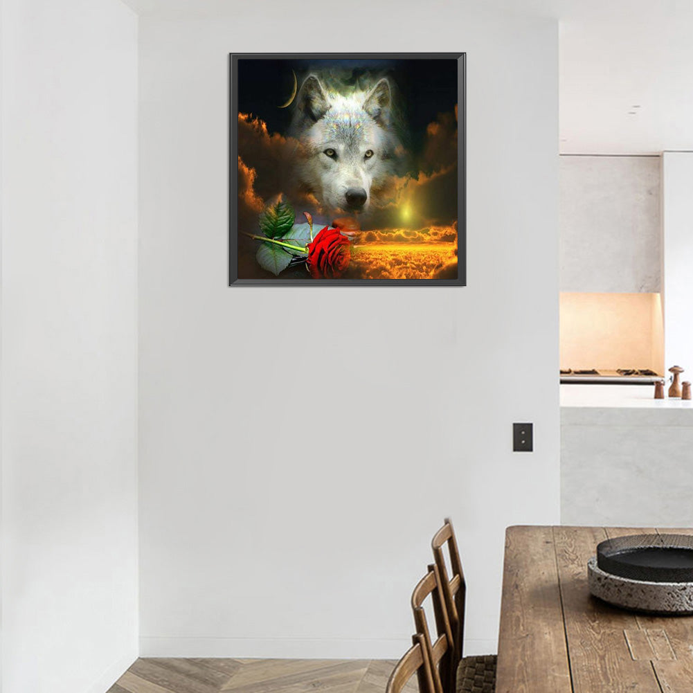 Flower And Wolf - Full Round Drill Diamond Painting 50*50CM