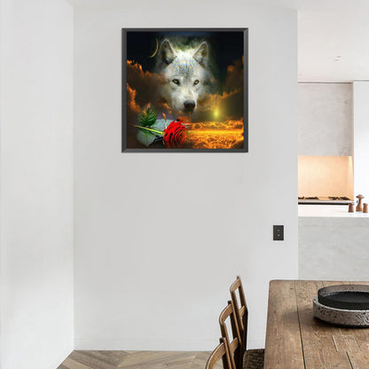 Flower And Wolf - Full Round Drill Diamond Painting 50*50CM