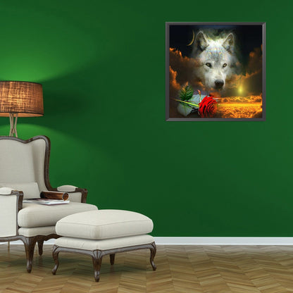 Flower And Wolf - Full Round Drill Diamond Painting 50*50CM