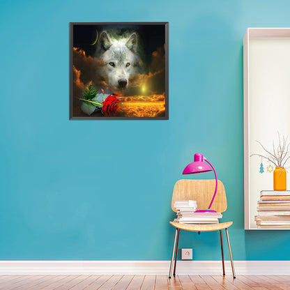 Flower And Wolf - Full Round Drill Diamond Painting 50*50CM