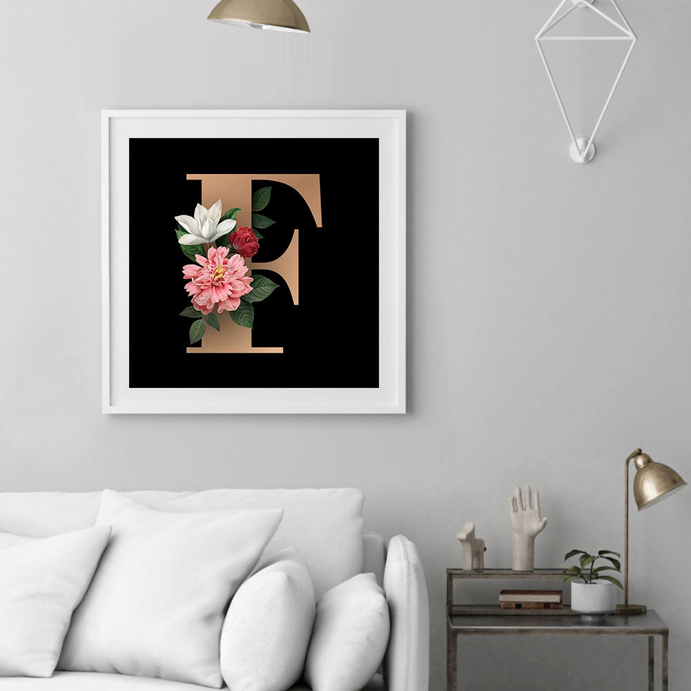 Alphabet Flower - Full Round Drill Diamond Painting 50*50CM