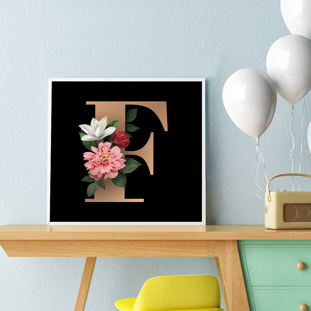 Alphabet Flower - Full Round Drill Diamond Painting 50*50CM