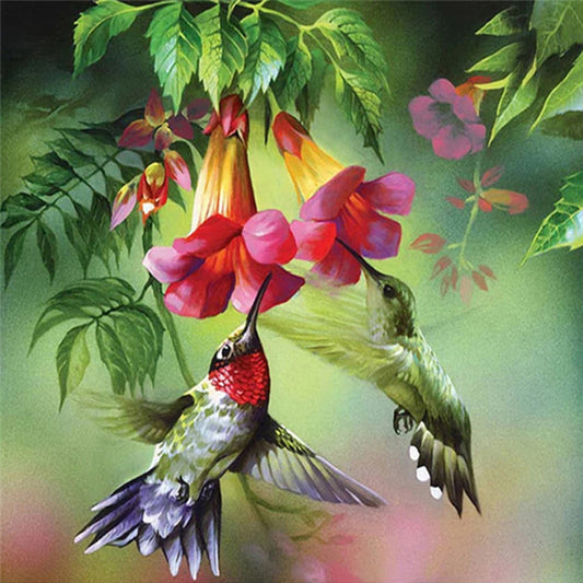 Birds And Flowers - Full Round Drill Diamond Painting 40*40CM