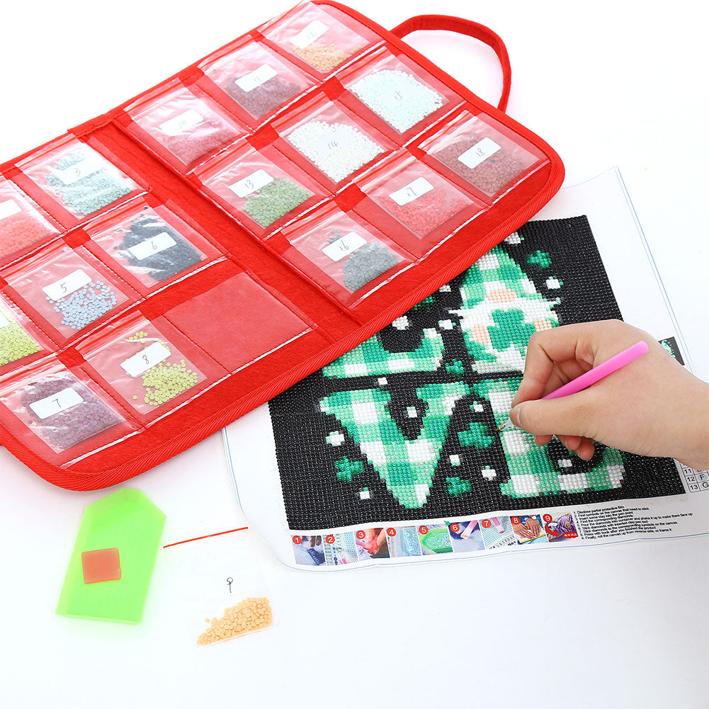 18 Pocket Diamond Painting Drill Storage Handbag Felt DIY Mosaic Bead Bags