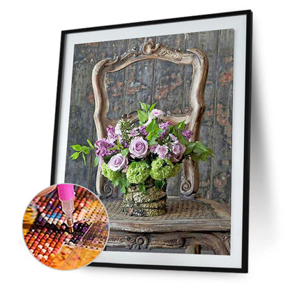 Bouquet On Chair - Full Square Drill Diamond Painting 50*60CM